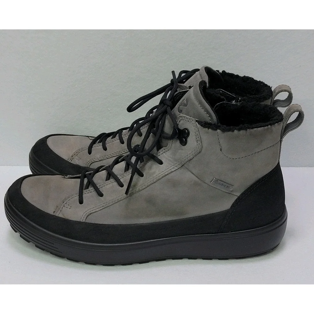 ECCO‎ Gore-Tex Soft 7 Waterproof Leather Boots Mens 10-10.5 EU 44 Titanium Black